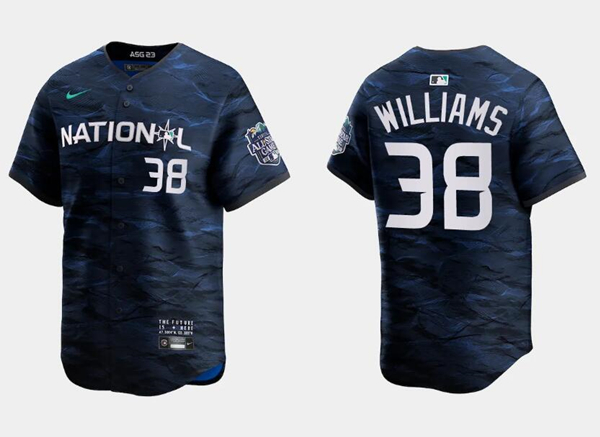 Milwaukee Brewers #38 Devin Williams Royal 2023 All-Star Cool Base Stitched Jersey