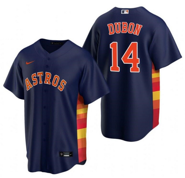 Houston Astros #14 Mauricio Dubón Navy Cool Base Stitched Jersey