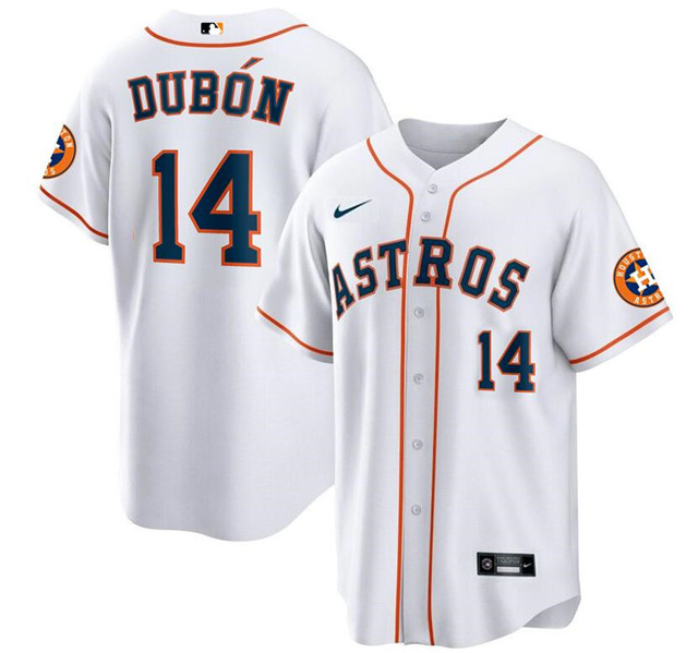 Houston Astros #14 Mauricio Dubón White Cool Base Stitched Jersey