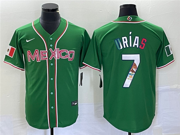 Mexico #7 Julio Urías 2023 Green World With Patch Classic Stitched Jersey