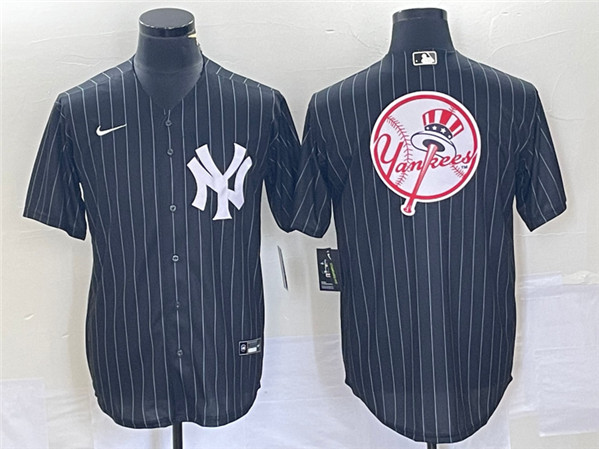 New York Yankees Black Team Big Logo With Patch Cool Base Stitched Jersey