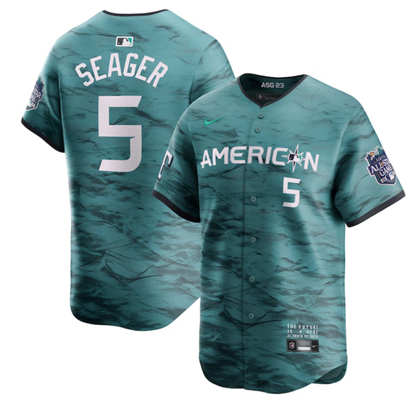 Texas Rangers #5 Corey Seager Teal 2023 All-Star Cool Base Stitched Jersey