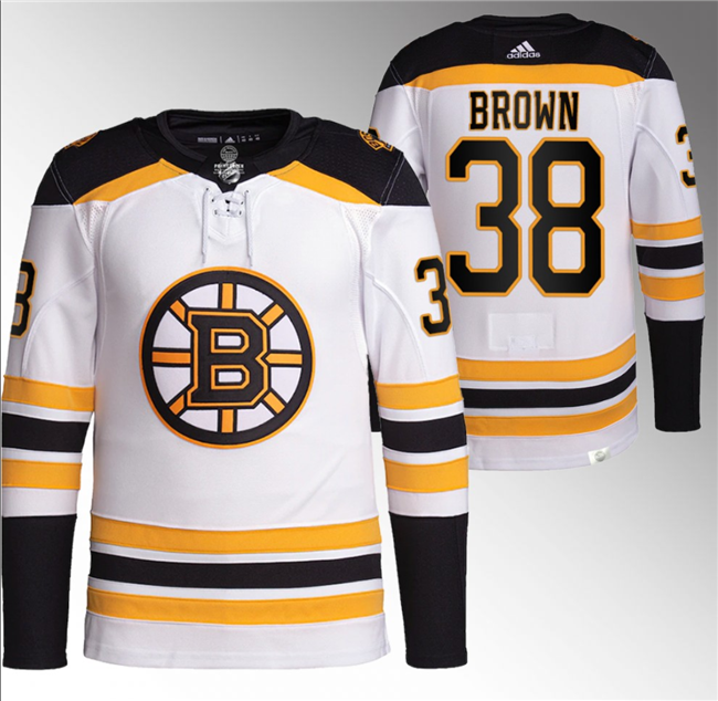 Boston Bruins #38 Patrick Brown White Stitched Jersey