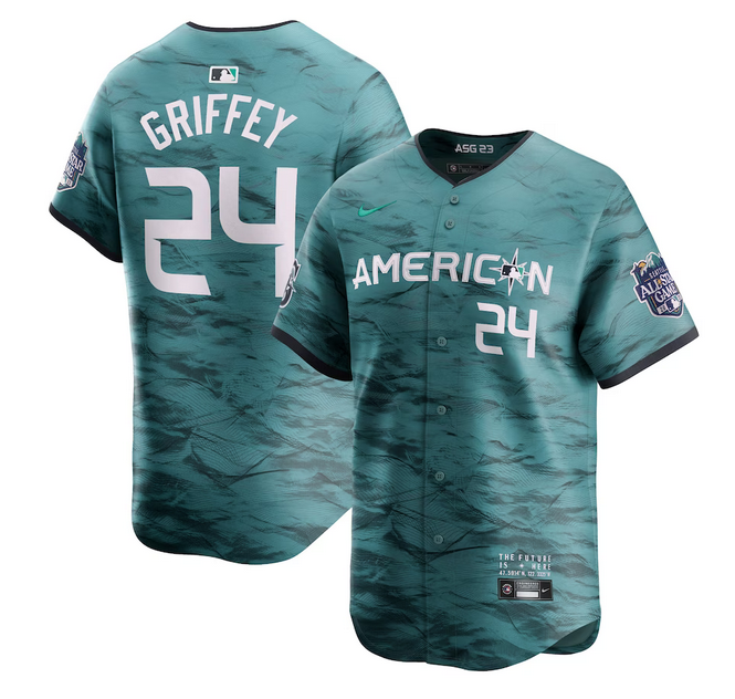 Seattle Mariners #24 Ken Griffey Jr. Teal 2023 All-Star Cool Base With Patch Stitched Jersey