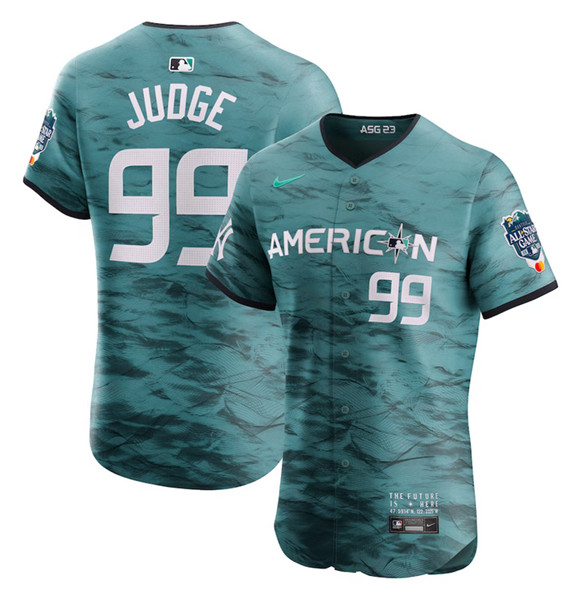 New York Yankees #99 Aaron Judge Teal 2023 All-Star Flex Base Stittched Jersey