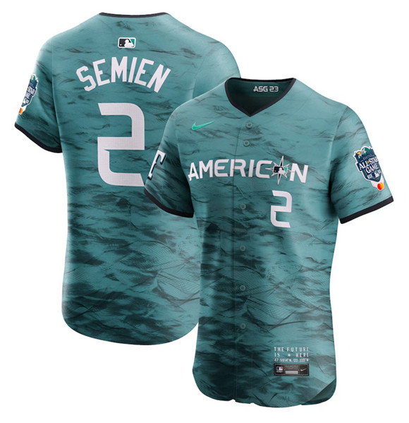 Texas Rangers #2 Marcus Semien Teal 2023 All-Star Flex Base Stittched Jersey