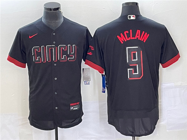 Cincinnati Reds #9 Matt McLain Black 2023 City Connect Flex Base Stitched Jersey
