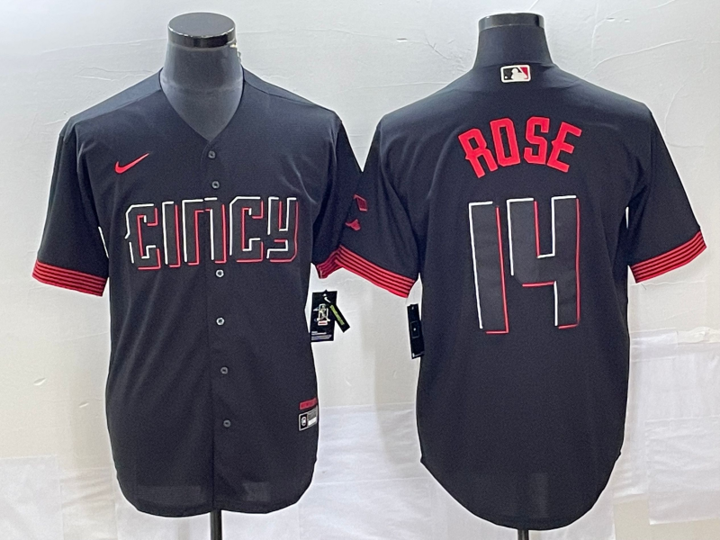 Cincinnati Reds #14 Pete Rose Black 2023 City Connect Cool Base Stitched Jersey