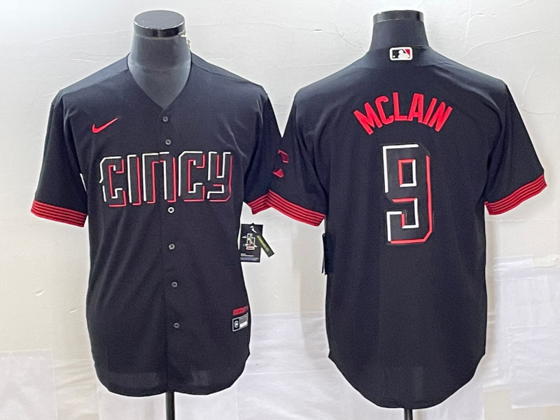 Cincinnati Reds #9 Matt McLain Black 2023 City Connect Cool Base Stitched Jersey