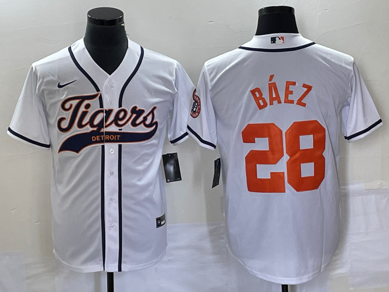 Detroit Tigers #28 Javier Báez White Cool Base Stitched Jersey