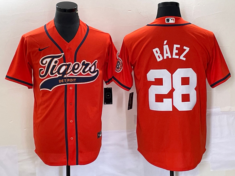 Detroit Tigers #28 Javier Báez Orange Cool Base Stitched Jersey