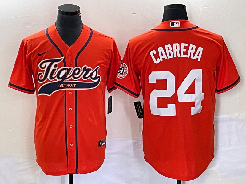 Detroit Tigers #24 Miguel Cabrera Orange Cool Base Stitched Jersey