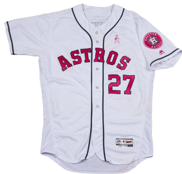 Houston Astros #27 Jose Altuve White Pink Flex Base Stitched Jersey
