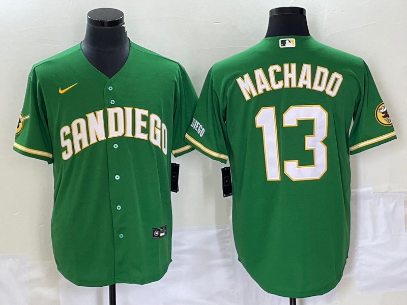 San Diego Padres #13 Manny Machado Green Cool Base Stitched Jersey
