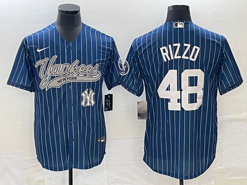 New York Yankees #48 Anthony Rizzo Navy With Patch Cool Base Stitched Jersey
