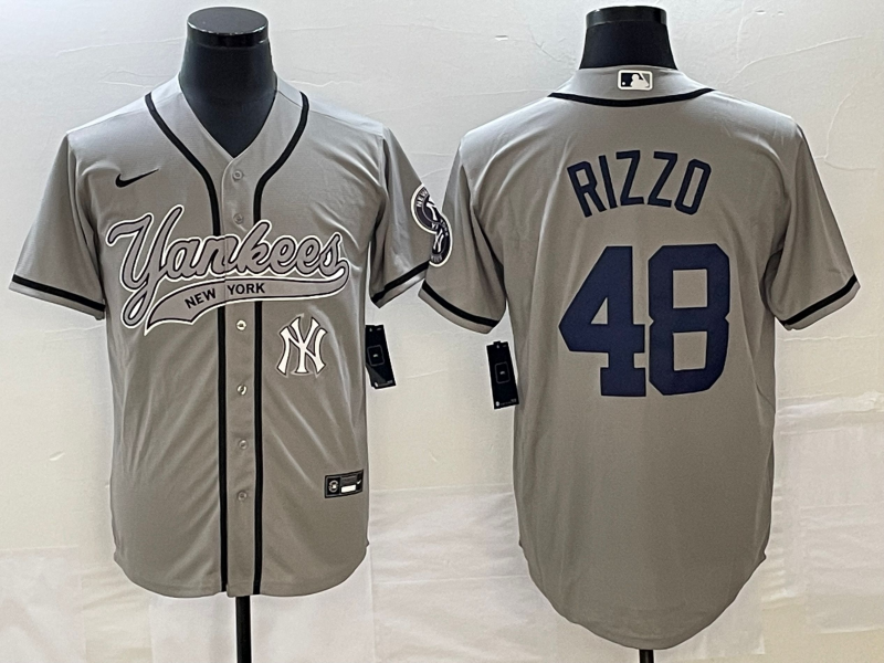 New York Yankees #48 Anthony Rizzo Gray With Patch Cool Base Stitched Jersey
