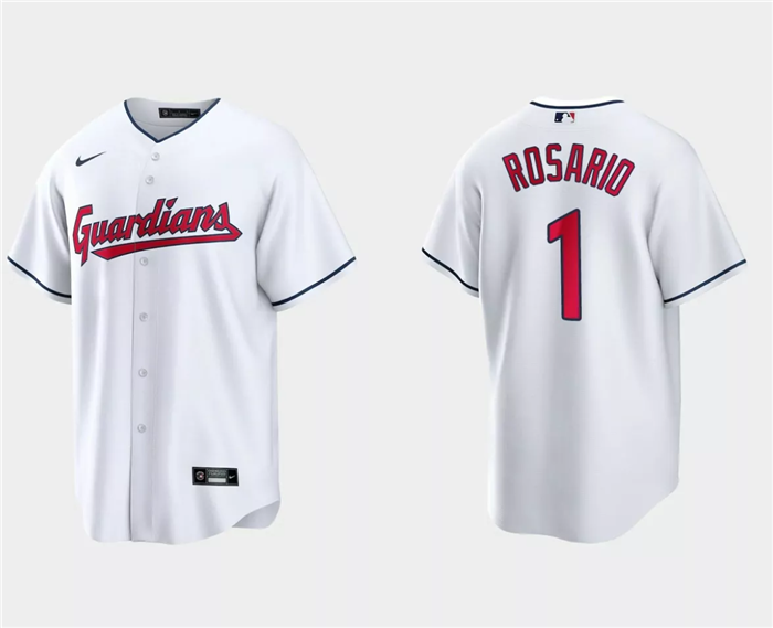 Cleveland Guardians #1 Amed Rosario White Cool Base Stitched Jersey