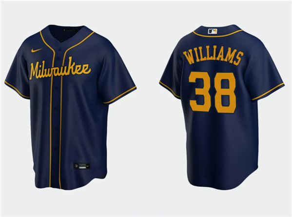 Milwaukee Brewers #38 Devin Williams Navy Cool Base Stitched Jersey