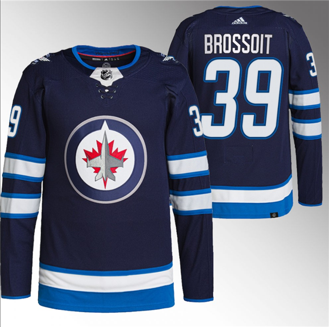 Winnipeg Jets #39 Laurent Brossoit Navy Stitched Jersey
