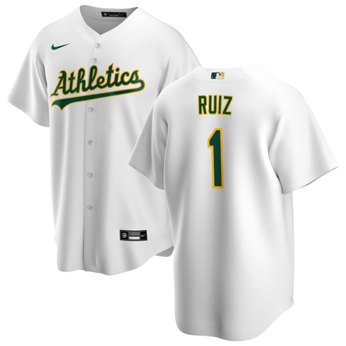 Oakland Athletics #1 Esteury Ruiz White Cool Base Stitched Jersey