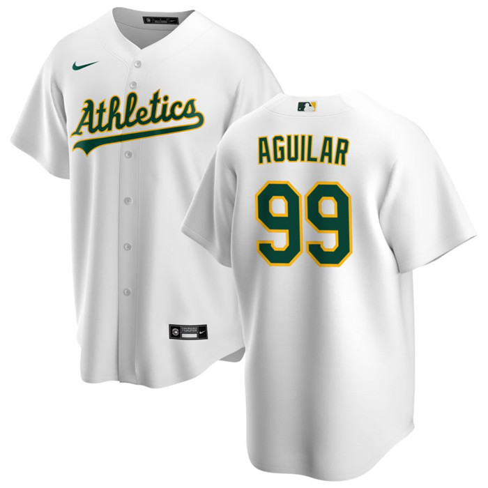Oakland Athletics #99 Jesús Aguilar White Cool Base Stitched Jersey