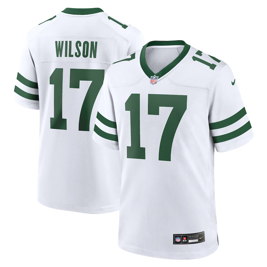 New York Jets #17 Garrett Wilson White Throwback Stitched Game Jersey