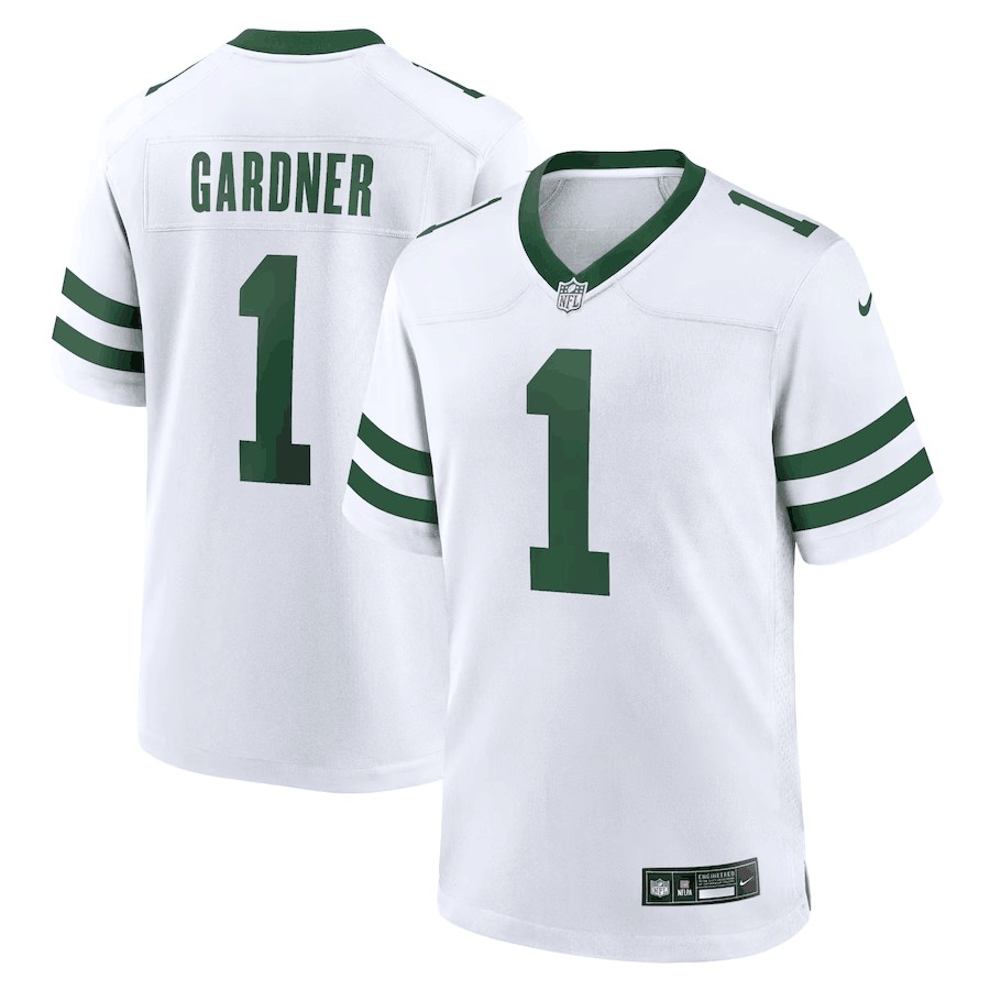 New York Jets #1 Ahmad Sauce Gardner White Throwback Stitched Game Jersey
