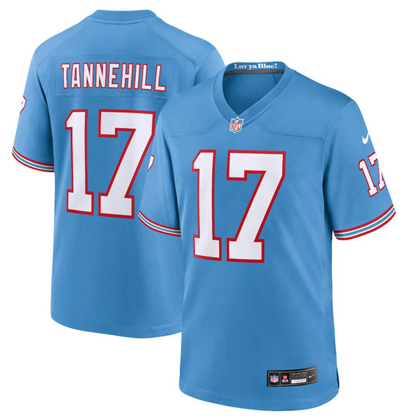 Tennessee Titans #17 Ryan Tannehill Light Blue Throwback Player Stitched Game Jersey