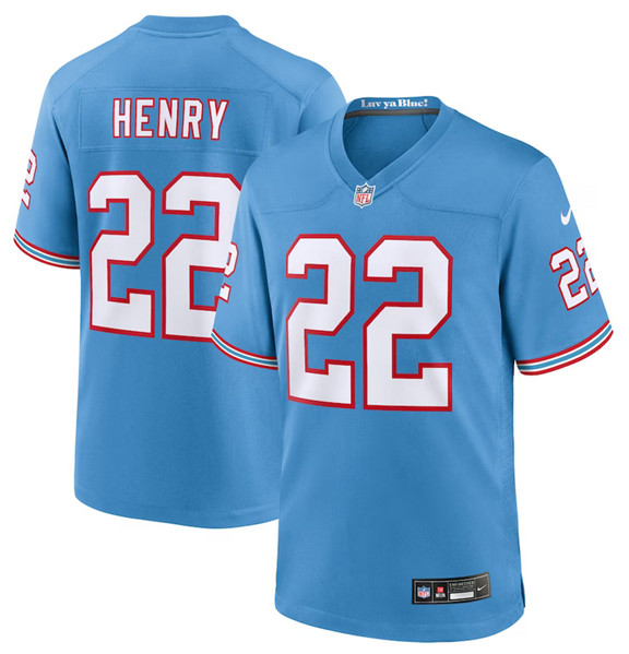 Tennessee Titans #22 Derrick Henry Light Blue Throwback Player Stitched Game Jersey