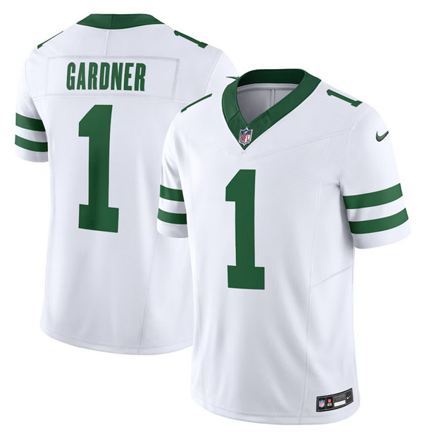New York Jets #1 Ahmad Sauce Gardner White 2023 F.U.S.E. Vapor Limited Throwback Stitched Jersey
