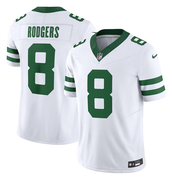 New York Jets #8 Aaron Rodgers White 2023 F.U.S.E. Vapor Limited Throwback Stitched Jersey