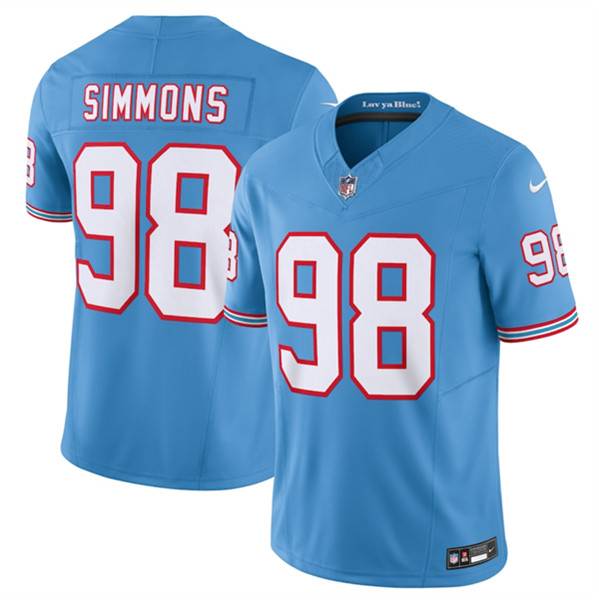Tennessee Titans #98 Jeffery Simmons Light Blue 2023 F.U.S.E. Vapor Limited Throwback Stitched Jersey