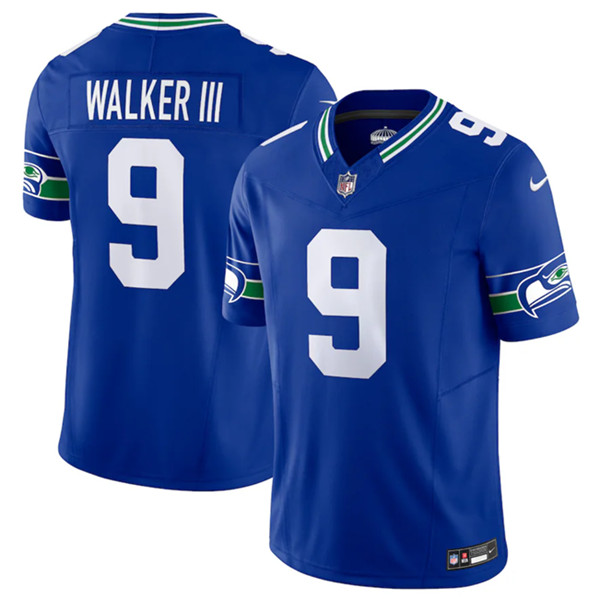 Seattle Seahawks #9 Kenneth Walker III Royal 2023 F.U.S.E. Vapor Limited Throwback Stitched Jersey
