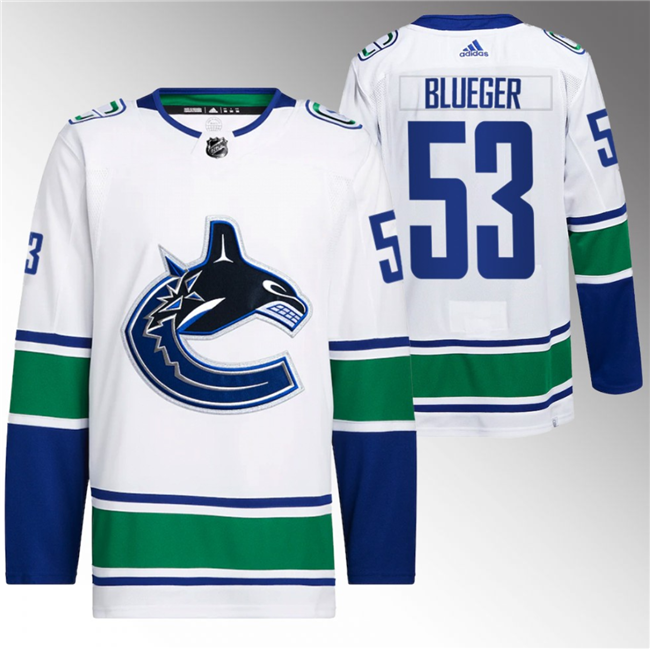 Vancouver Canucks #53 Teddy Blueger White Retro Stitched Jersey