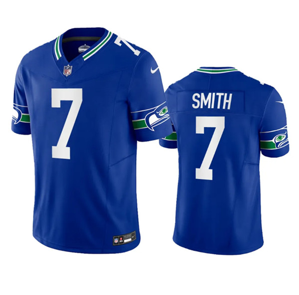 Seattle Seahawks #7 Geno Smith Royal 2023 F.U.S.E. Vapor Limited Throwback Stitched Jersey