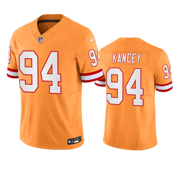 Tampa Bay Buccaneers #94 Calijah Kancey Orange Throwback Limited Stitched Jersey