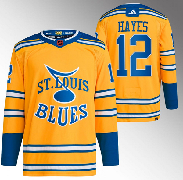 St. Louis Blues #12 Kevin Hayes Yellow 2022-23 Reverse Retro Stitched Jersey