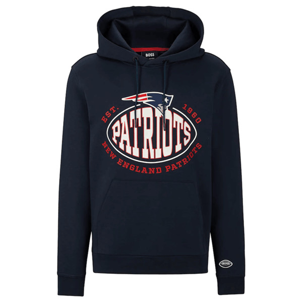 New England Patriots Navy BOSS X Touchback Pullover Hoodie