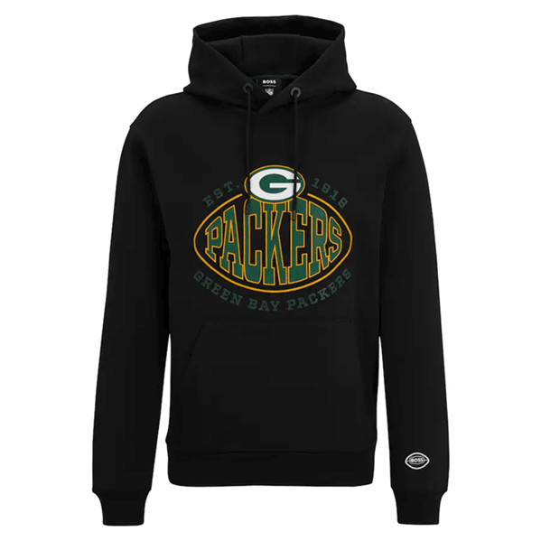 Green Bay Packers Black BOSS X Touchback Pullover Hoodie