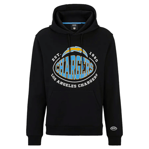 Los Angeles Chargers Black BOSS X Touchback Pullover Hoodie