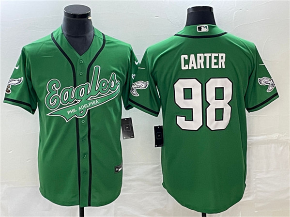 Philadelphia Eagles #98 Jalen Carter Green Cool Base Stitched Jersey