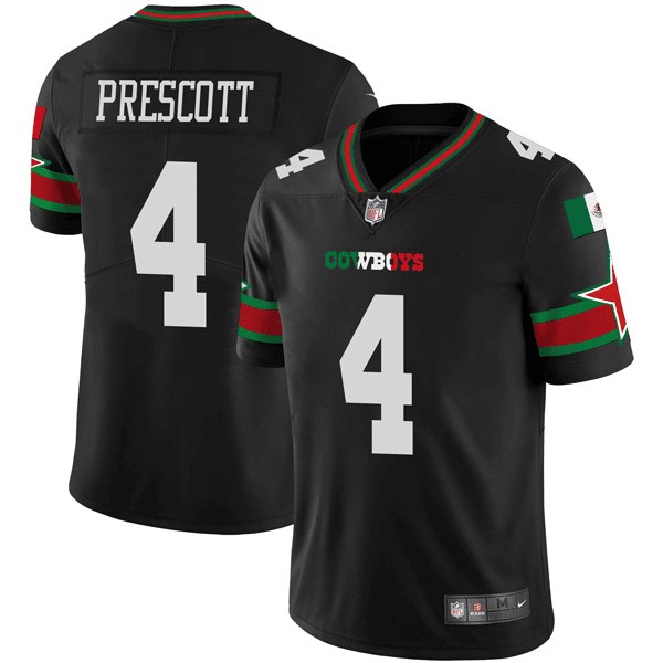 Dallas Cowboys #4 Dak Prescott Black Mexico Vapor Limited Stitched Jersey