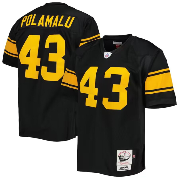 Pittsburgh Steelers #43 Troy Polamalu Black 2008 Mitchell Ness Stitched Jersey
