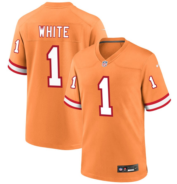 Tampa Bay Buccaneers #1 Rachaad White Orange Throwback Limited Stitched Game Jersey