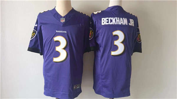 Baltimore Ravens #3 Odell Beckham Jr. Purple 2023 F.U.S.E. Vapor Untouchable Stitched Jersey
