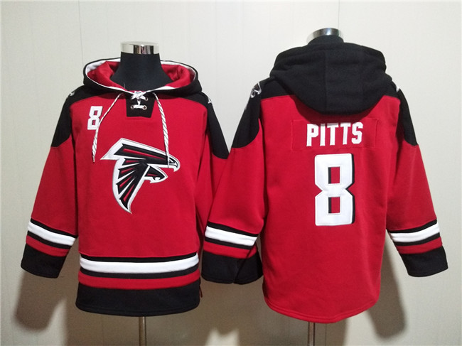 Atlanta Falcons #8 Kyle Pitts Red Ageless Must-Have Lace-Up Pullover Hoodie