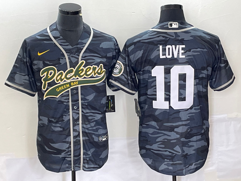 Green Bay Packers #10 Jordan Love Gray Camo Cool Base Stitched Jersey