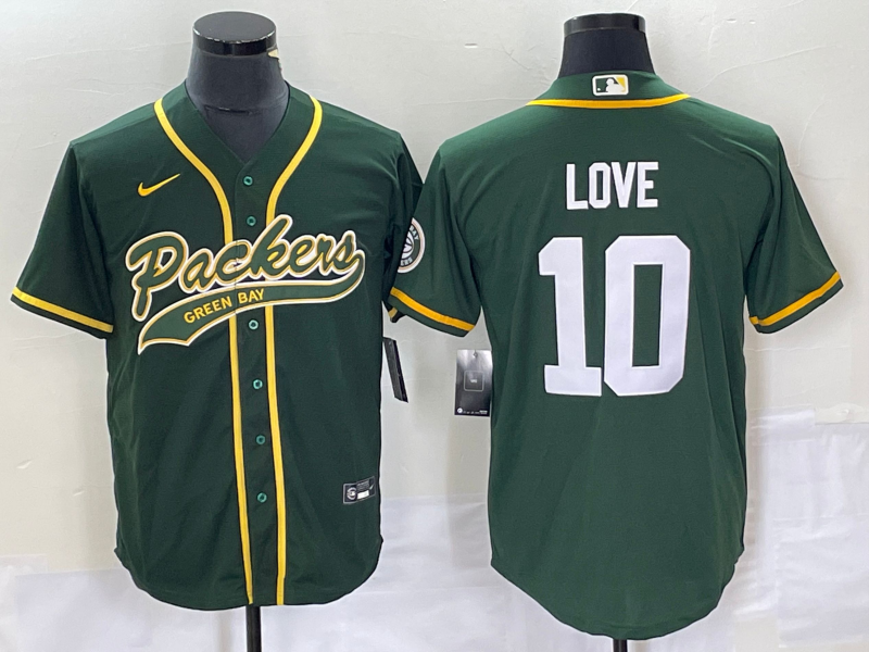 Green Bay Packers #10 Jordan Love Green Cool Base Stitched Jersey