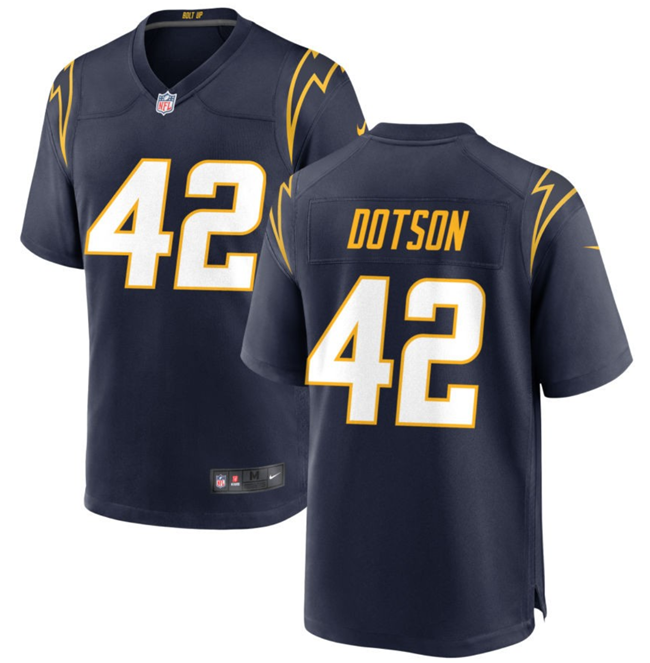 Los Angeles Chargers #42 Elijah Dotson Navy Stitched Game Jersey