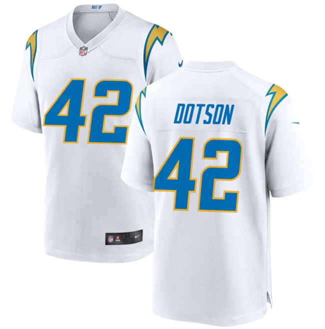 Los Angeles Chargers #42 Elijah Dotson White Stitched Game Jersey